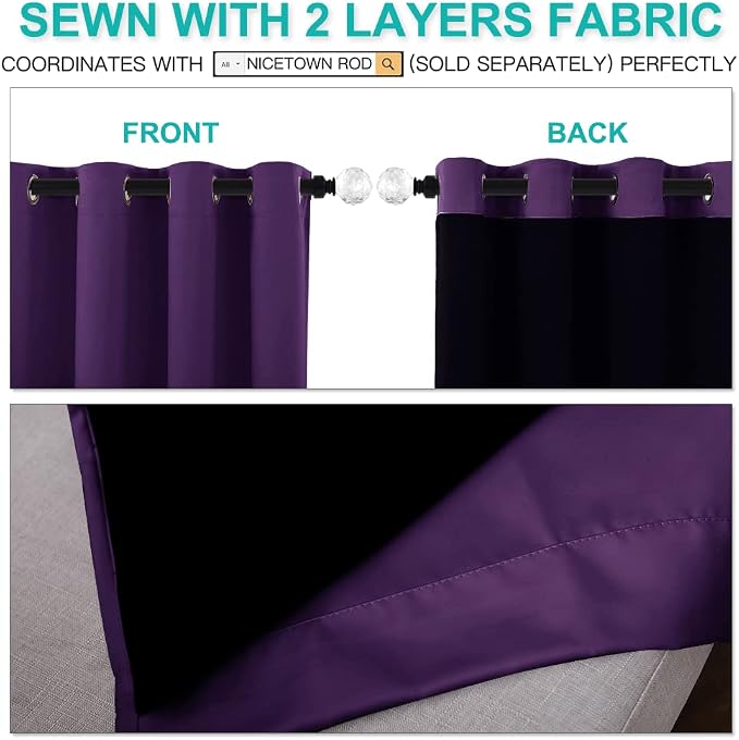NICETOWN Truly Blackout Drapes for Living Room, Heavy-Duty Full Light Shading - Image 5
