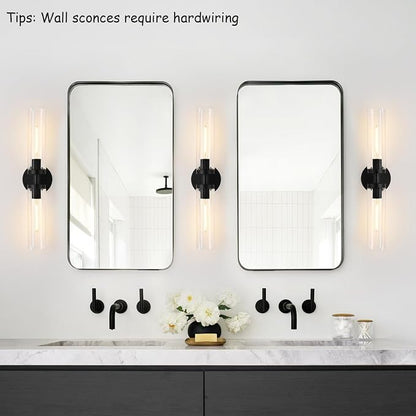 Wall Sconces Set of Two, Hardwired Matte Black Bathroom Sconces Wall Lighting - Image 7