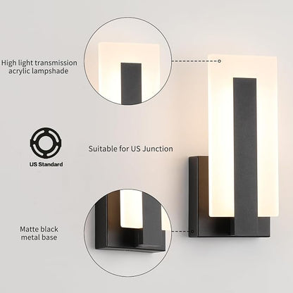 Joosenhouse Modern LED Wall Sconces Up and Down Wall Mount Light Black 3000K - Image 3