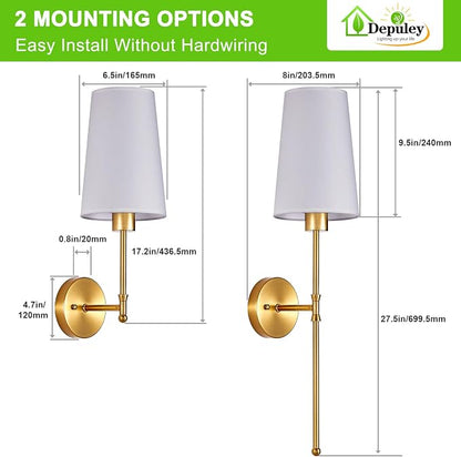 Depuley Battery Operated Wall Sconce: 27" Set of 2 Wireless Wall Lights - Image 8