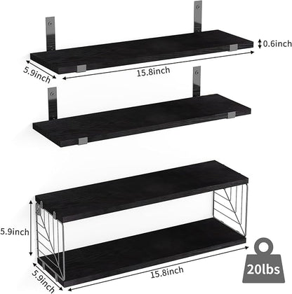Fixwal 3+1 Tier Bathroom Floating Shelves Over Toilet, 15.8in Farmhouse Rustic - Image 3
