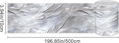 HOMETITUTE Wallpaper Border Peel and Stick Marble Silver Texture Decorative - Image 3