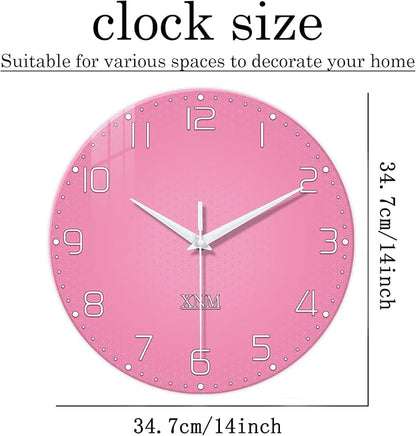 XNM Pink Clock for Girls Bedroom Small Wall Clock Battery Operated 14 Inch - Image 3
