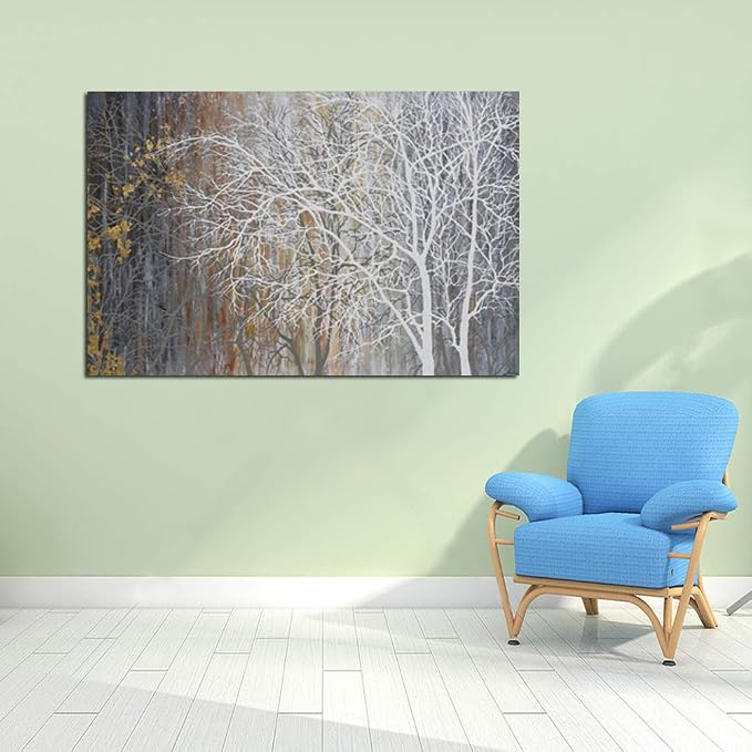 Yihui Arts White Birch Trees Painting 3D Canvas Art On Canvas Abstract Artwork - Image 6