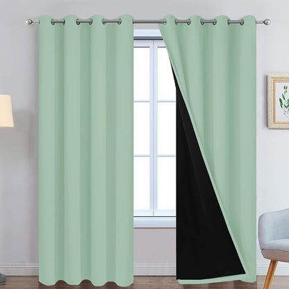 Yakamok Sage 100% Blackout Curtains, Total Blackout Lined Curtain Panels by Yakamok