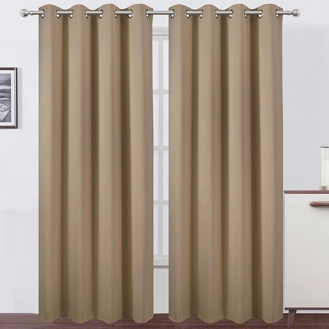 LEMOMO Blackout Curtains 66 x 95 inch/Natural Curtains Set of 2 Panels/Thermal by Lemomo