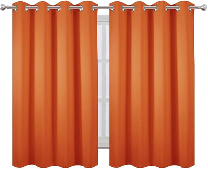 LEMOMO Blackout Curtains 66 x 54 Inch Long Orange Curtains Set of 2 Panels Room - Image 2