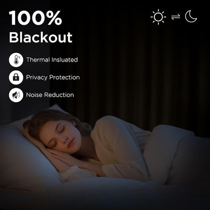 CUCRAF Beige Blackout Curtains 84 inch Length 2 Panels Set, Rod Pocket Room - Image 2