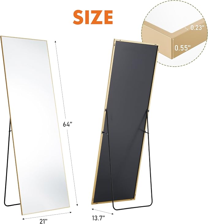 Sweetcrispy 64"x21" Full Length Mirror, Leaning or Standing Full Body Mirror - Image 5