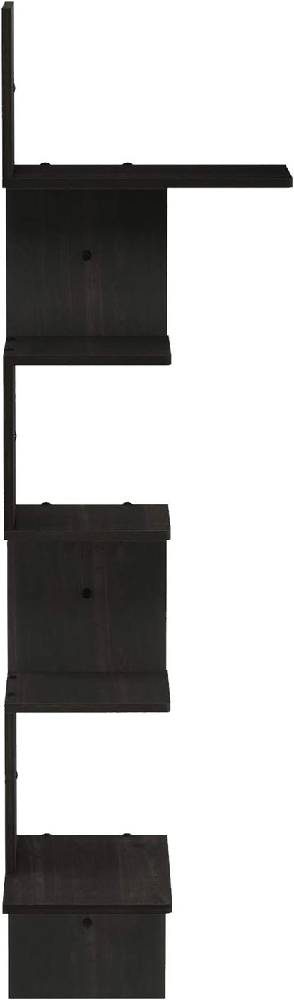 Furinno Rossi Wall Mounted Shelves, 5-Tier Rectangle, Espresso/Black - Image 6