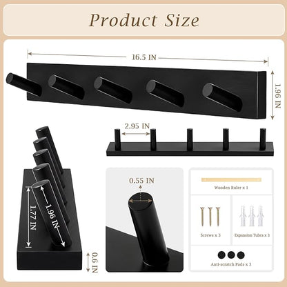 Coat Rack Wall Mount, Wooden Coat Hanger - Image 5
