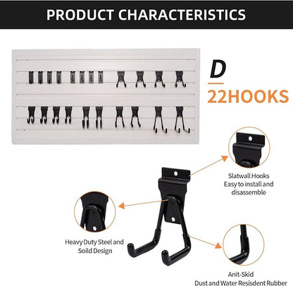 Slatwall Accessories 22 PCS Heavy Duty Garage Hooks Slatwall Panel Hooks Slat - Image 2