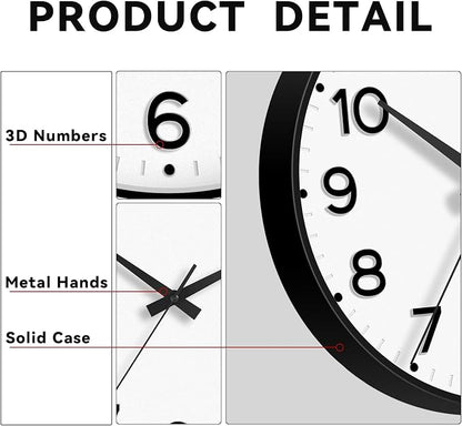 Roymnie Wall Clock, Silent Wall Clocks Battery Operated 8 Inch-Modern Non - Image 7