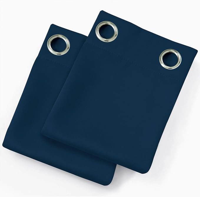 LEMOMO Blackout Curtains 52 x 120 Inch Long Navy Blue Curtains Set of 2 Panels - Image 9