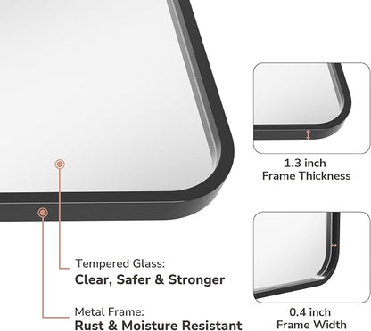 USHOWER 2-Pack Black Bathroom Mirrors - Image 3
