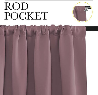 NICETOWN 2 Panels Blackout Curtains, Rod Pocket Window Curtains Room Darkning - Image 2