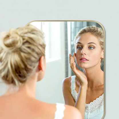 26x38 Inch Gold Bathroom Mirror, Brushed Brass Gold Metal Framed Rectangular - Image 3