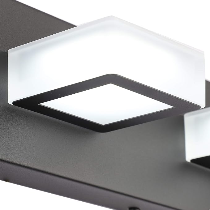Ralbay LED Black 4 Lights Acrylic Lighting Fixtures Modern Matte Black Bathroom - Image 2
