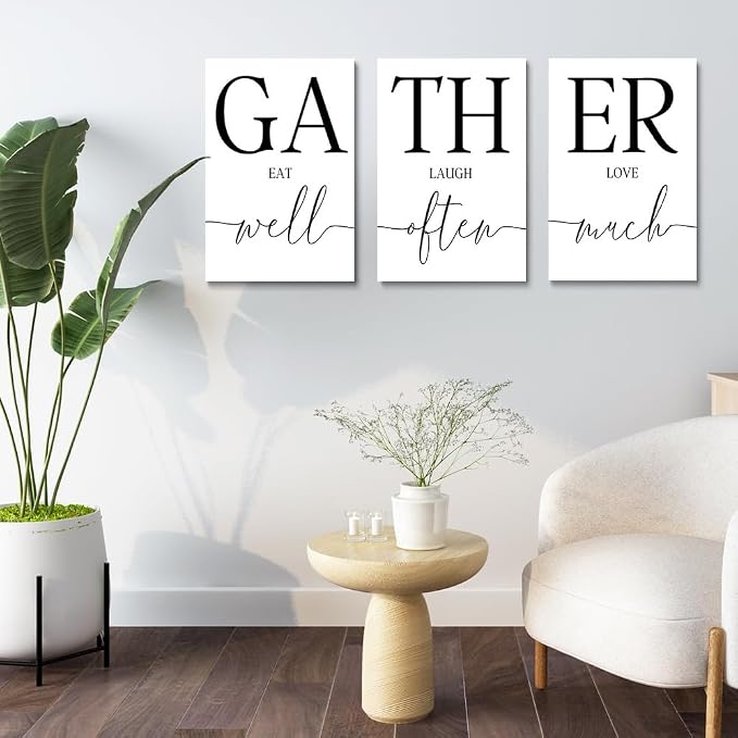 GUBIYU Large Gather Signs for Home Decor, Framed Kitchen Wall Art Farmhouse - Image 4