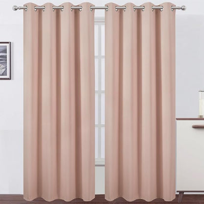LEMOMO Blackout Curtains 52 x 84 inches Long Blush Curtains Set of 2 Panels by Lemomo
