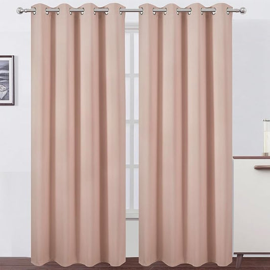 LEMOMO Blackout Curtains 52 x 90 inches Long Blush Curtains Set of 2 Panels by Lemomo