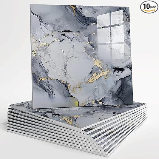 10pcs Peel and Stick Tile Shower Waterproof Marble Tiles Wall Panels, by Unknown