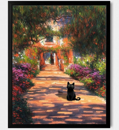 Hamduker Garden Black Cat Wall Art Pictures Funny Preppy Cat Posters Wall Art by Unknown