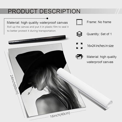 FuSatisYilife Trendy Black And White Wall Art Cool Western Woman Smoking Prints - Image 2
