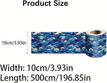 Blue Wave Wallpaper Border 196x4 Inch Peel and Stick Wall Border Self Adhesive - Image 8