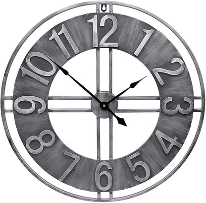 24 inch Large Wall Clock Decorative Metal Retro Oversized Clocks Decor by YIDIE