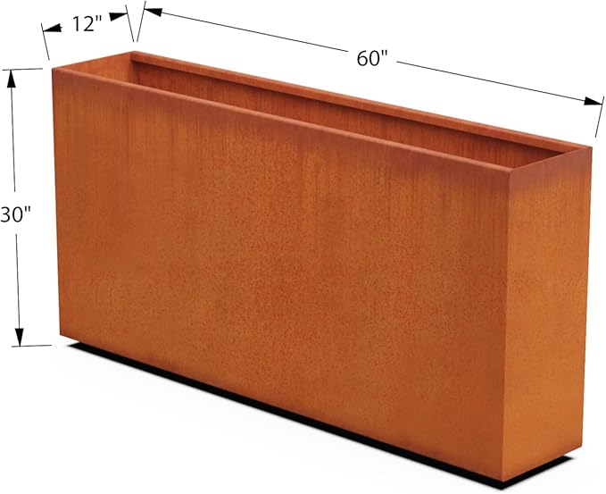 Corten Steel Planter Rectangle Outdoor Metal Garden Box Heavy Duty | Made in USA | Fully Assembled