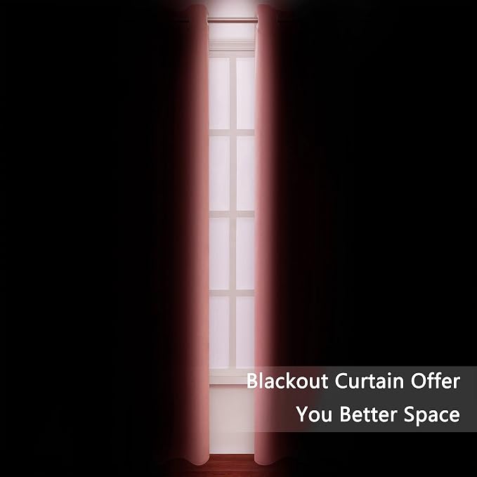 LEMOMO Blackout Curtains 52 x 95 inch/Coral Curtains Set of 2 Panels/Thermal - Image 3