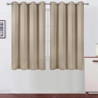LEMOMO Blackout Curtains 66 x 54 Inch Long Khaki Curtains Set of 2 Panels Room by Lemomo
