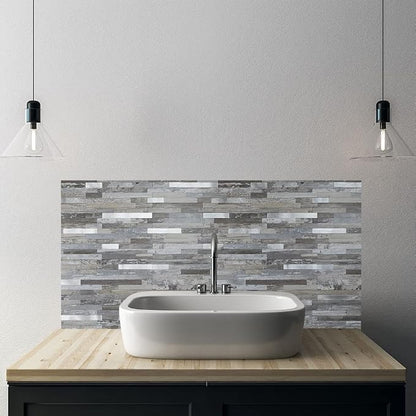 AULIGET 40 Sheets Peel and Stick Backsplash, Distressed Wood Look PVC Wall - Image 6