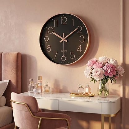 jomparis Rose Gold Wall Clock for Grils Womens Silent Non-Ticking Clock - Image 3