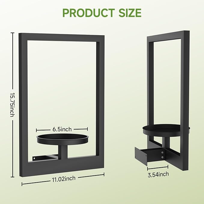 Picture Frame Wall Plant Holder, Metal Window Plant Shelves Plant Holder for Indoor Plants, Hanging Wall Planters Wall-Mounted Plant for Home, Office, and Garden (Black, 2PCS)