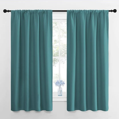 NICETOWN Kitchen Curtains, Short Blackout Curtains & Drapes, Sea Teal, Thermal by NICETOWN