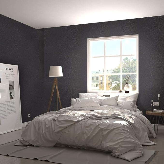 Abyssaly Black Silk Wallpaper Peel and Stick 15.7" X 590.5" Embossed Self - Image 5