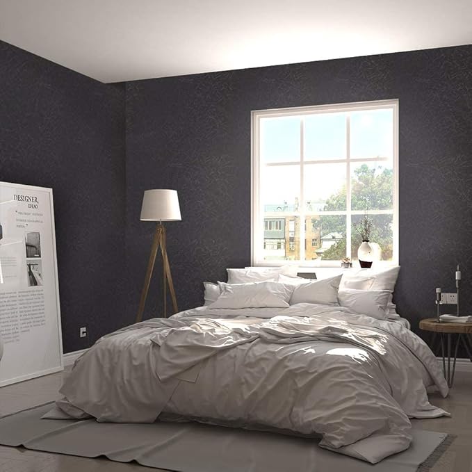 Abyssaly Black Silk Wallpaper Peel and Stick 15.7" X 984.2" Embossed Self - Image 5
