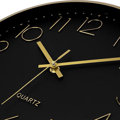 Foxtop Black Gold Wall Clock 12 Inch Silent Non-Ticking Battery Operated Round - Image 9
