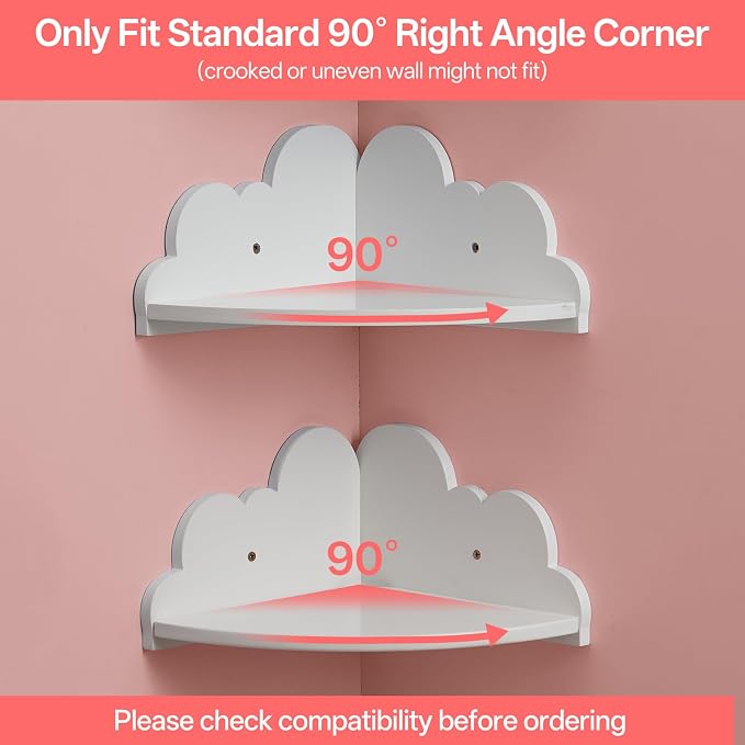Cloud Corner Floating Shelves，Set of 3 White Corner Wall Shelf Floating Wooden - Image 6