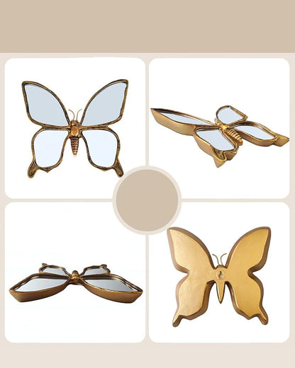 Dragonfly Wall Mirror Decor, Butterfly Art Wall Mirrors, Retro Gold Resin - Image 4