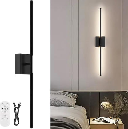Battery Operated Wall Sconce, 3000K-6000K Dimmable Black Wall Lights by JZEKVN