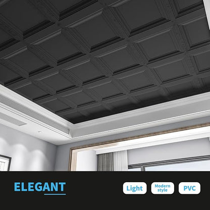 Art3d 24-Pack Square Drop Ceiling Tile 2ft x 2ft in Black, PVC Ceiling Panel 24 - Image 4