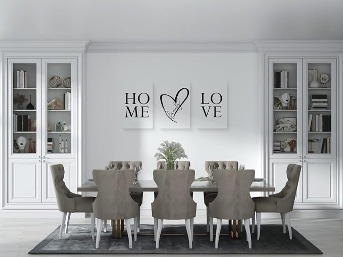 GUBIYU Home Love Wall Decor Set of 3 Prints Modern Black and White Wall Art - Image 4