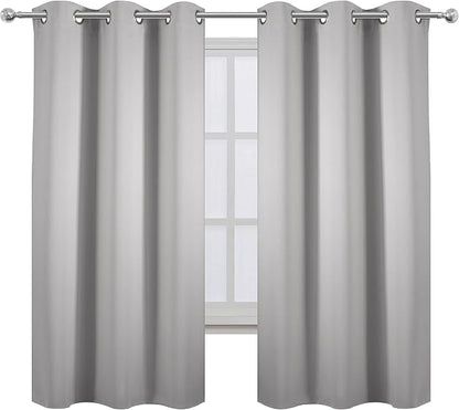 LEMOMO Light Grey Blackout Curtains 34 x 54 Inch Length/Set of 2 Curtain - Image 2