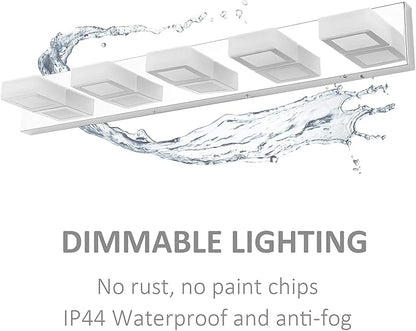 Ralbay Dimmable Chrome Bathroom Light Fixtures 5 Lights Modern LED Vanity Light - Image 8