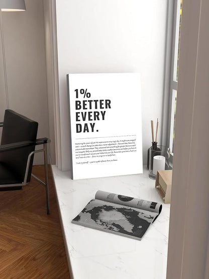 Framed 1% Better Every Day Motivational canvas Wall Art Inspirational Wall - Image 3