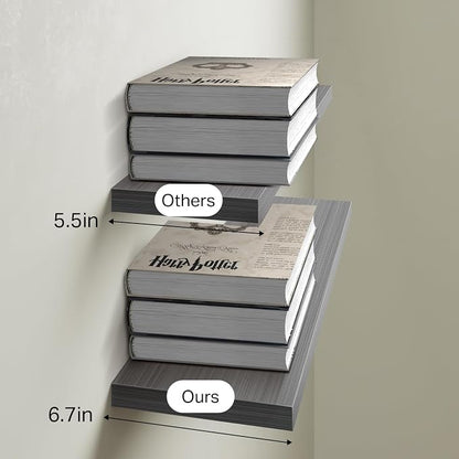 BAYKA Floating Shelves Grey, 22.5 inch Rustic Wood Wall Mounted Shelves - Image 6