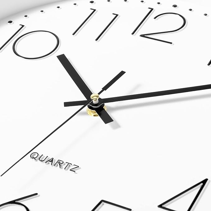 Foxtop Black Wall Clock 12 Inch Silent Non Ticking Quartz Battery Operated - Image 6